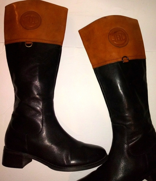 Etienne Aigner brown and black riding boots - Picture 9 of 16